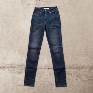 Levis 721 High Rise Skinny Jeans Womens 24 Dark Wash Black 24x30